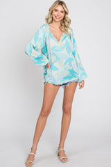 Blue Abstract Print Blouse