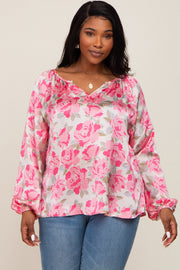 Pink Rose Silky Plus Blouse