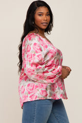 Pink Rose Silky Plus Blouse