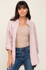 Mauve Button Down Maternity Top