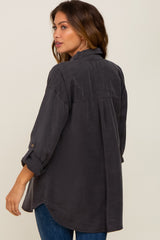 Charcoal Button Down Maternity Top