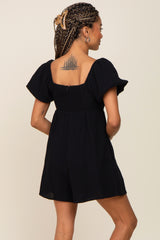 Black Puff Sleeve Romper