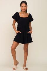 Black Puff Sleeve Romper