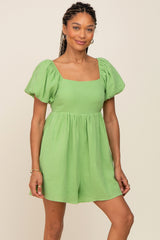 Green Puff Sleeve Romper