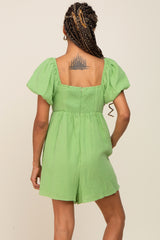 Green Puff Sleeve Romper