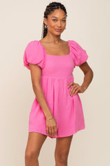 Pink Puff Sleeve Romper