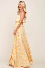 Yellow Floral Sleeveless Maxi Dress