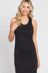 Black Racerback Fitted Midi Dress