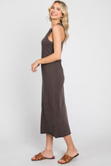 Brown Racerback Fitted Midi Dress