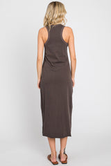 Brown Racerback Fitted Midi Dress