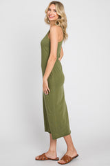 Olive Racerback Fitted Midi Dress