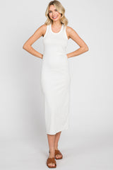 White Racerback Fitted Midi Dress