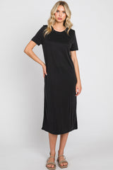 Black Shift Maternity Midi Dress