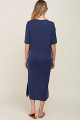 Navy Shift Maternity Midi Dress