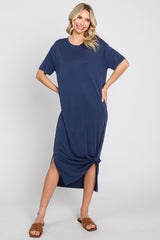 Navy Shift Maternity Midi Dress