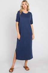 Navy Shift Midi Dress