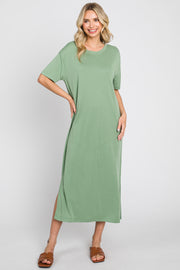 Green Shift Midi Dress