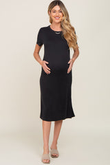 Black Midi T-Shirt Maternity Dress