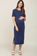 Navy Midi T-Shirt Maternity Dress