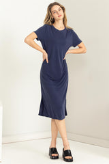 Navy Midi T-Shirt Dress