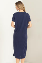 Navy Midi T-Shirt Dress