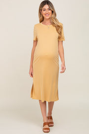 Yellow Midi T-Shirt Maternity Dress