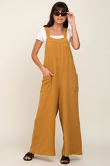 Mustard Wide Leg Tie Back Maternity Overalls