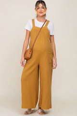 Mustard Wide Leg Tie Back Maternity Overalls