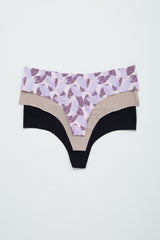 Multi-Color Leaf Print Seamless Thong Maternity Underwear Set