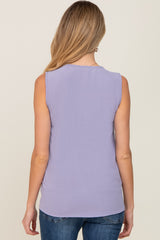 Lavender Solid V-Neck Sleeveless Maternity Top