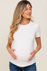 White Short Sleeve Maternity Top