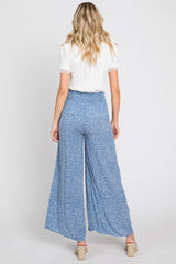 Blue Dotted Smocked Waist Pants