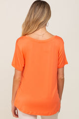 Orange V-Neck Maternity Tee