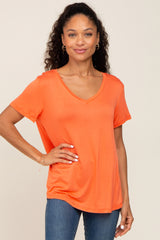 Orange V-Neck Maternity Tee