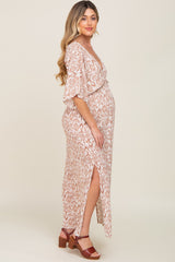 Ivory Double V Short Sleeve Maternity Maxi Dress