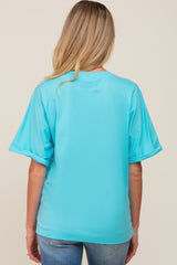 Aqua Oversized Rolled Short Sleeve Maternity Top