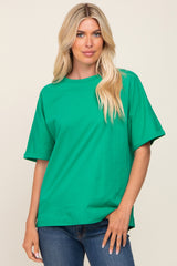 Green Oversized Rolled Short Sleeve Top