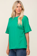 Green Oversized Rolled Short Sleeve Top