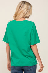 Green Oversized Rolled Short Sleeve Top