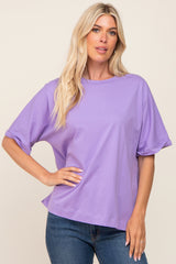 Lavender Oversized Rolled Short Sleeve Top