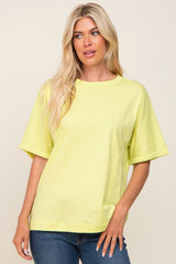 Lime Oversized Rolled Short Sleeve Top