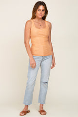 Peach Sleeveless Ribbed Top