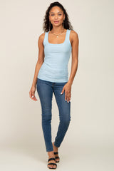 Light Blue Sleeveless Ribbed Top