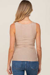 Mocha Sleeveless Ribbed Maternity Top