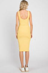 Yellow Rib Knit Basic Sleeveless Dress