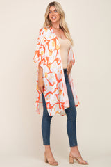 Orange Printed Dolman Sleeve Coverup