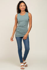 Light Olive Ruched Side Tank Top