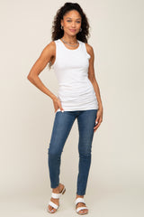 Ivory Ruched Side Tank Top