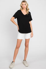 Black V-Neck Basic Top