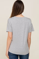 Heather Grey V-Neck Basic Maternity Top